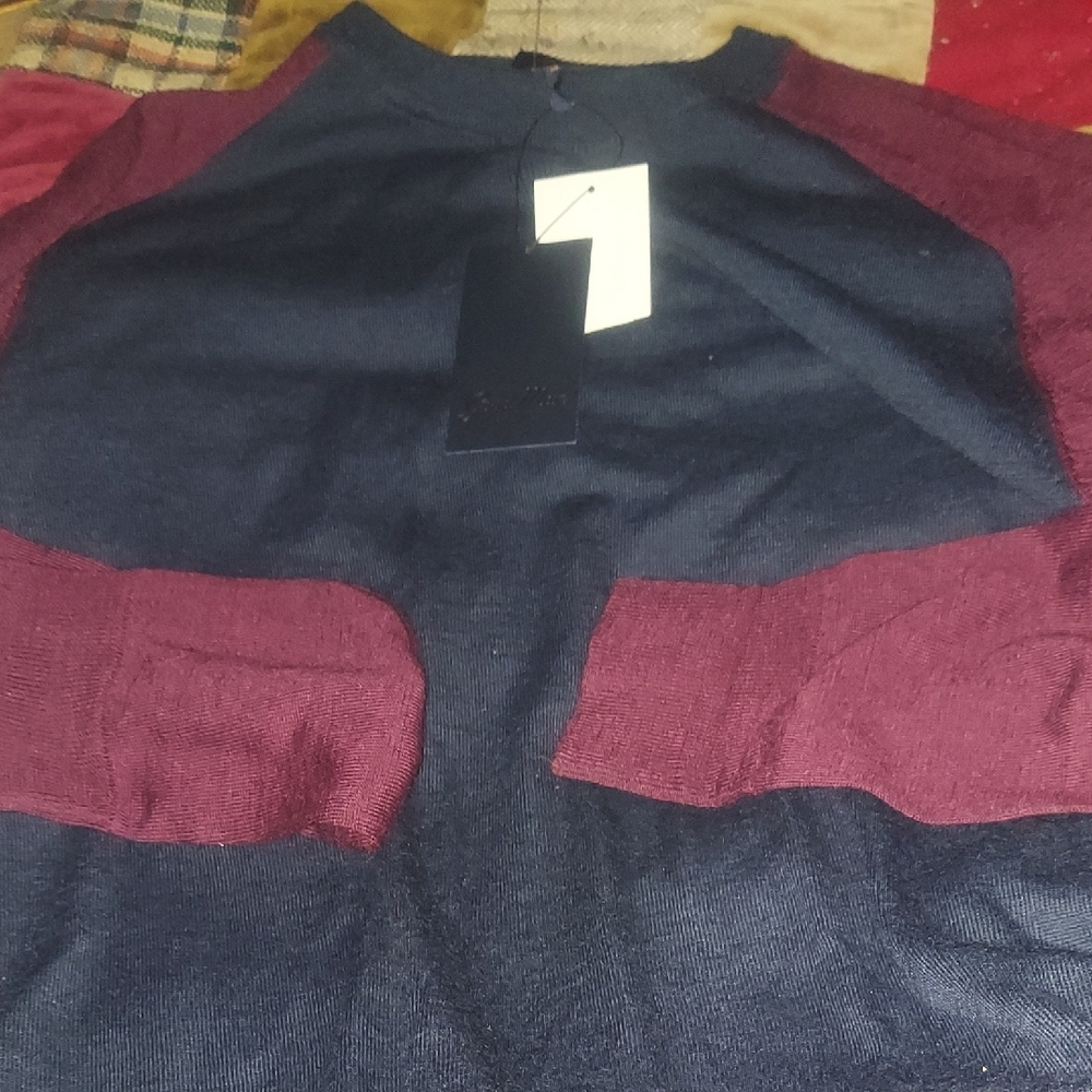 Nwt! (& Nordstroms No Hassle Return Sticker!) Wine / Navy Sweater From Good Man